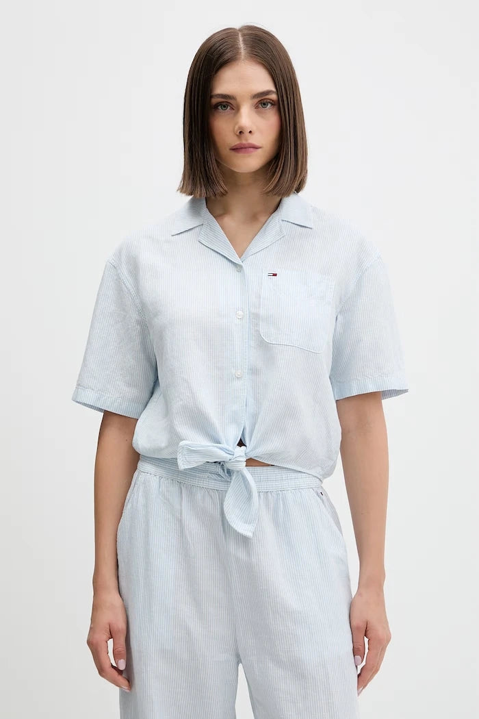 Tommy Jeans kadın keten gömlek
