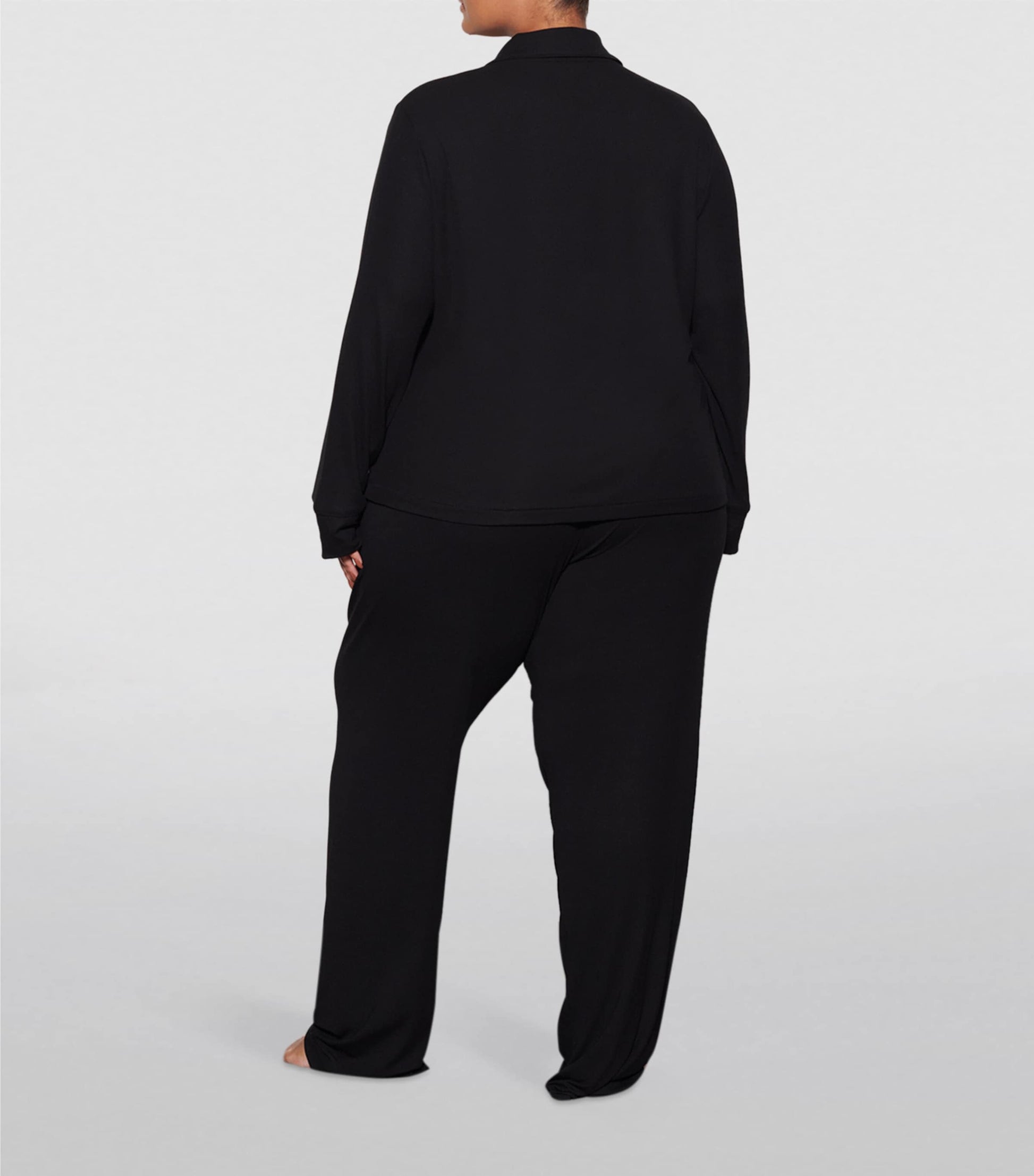 Skims Black Soft Lounge Ribbed Pyjama Set