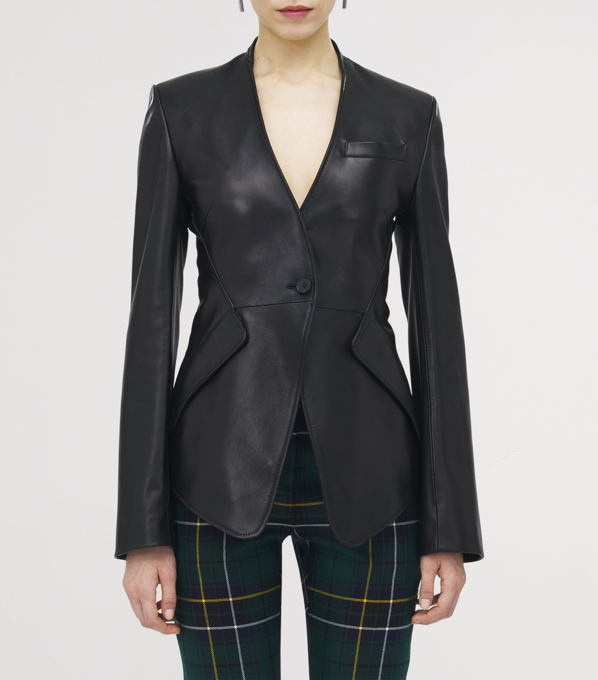McQueen Black Leather Peplum Jacket