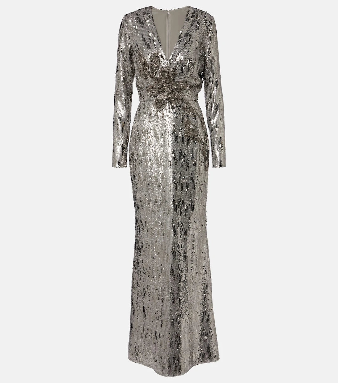 Elie Saab - Floral-appliqué sequined silk-blend gown