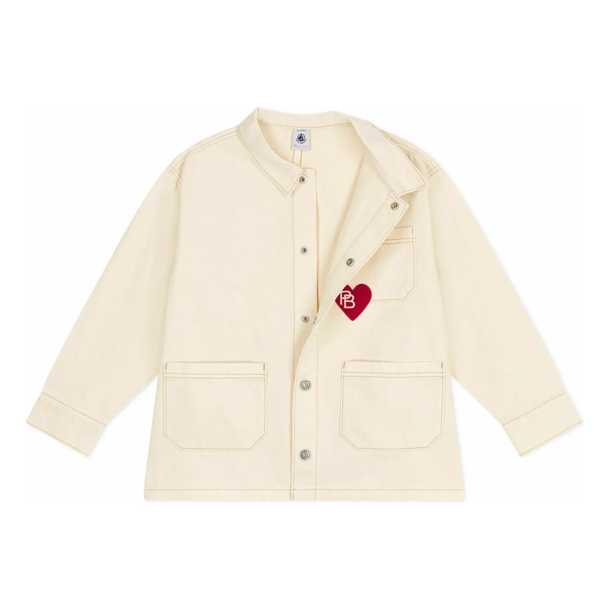 Petit Bateau - Overstitched Heart Jacket | Ecru