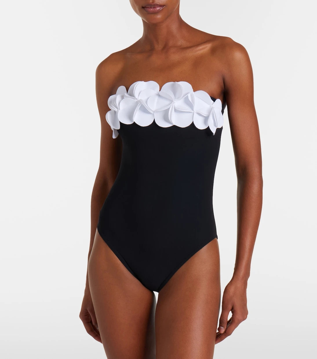 Karla Colletto - Tess floral-appliqué bandeau swimsuit