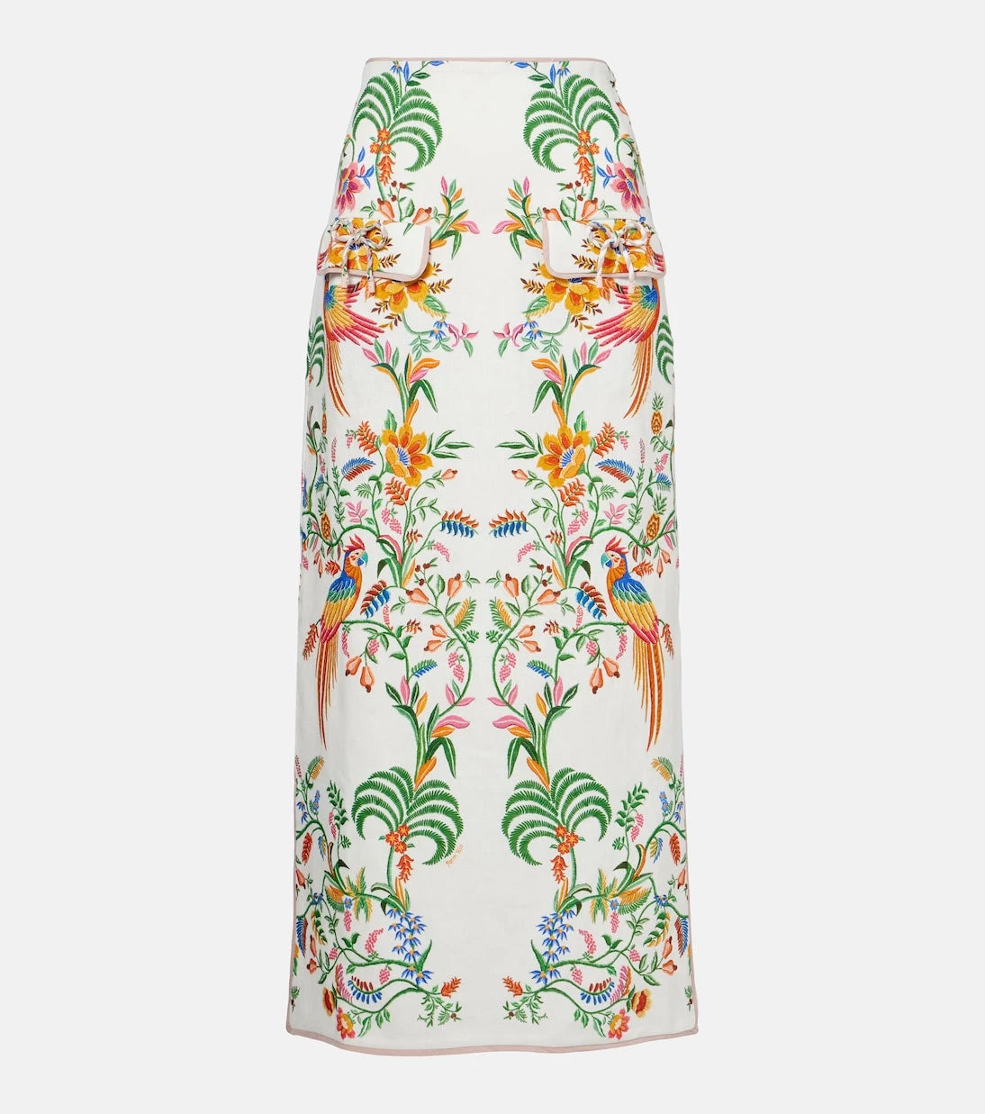 Farm Rio - Printed linen midi skirt