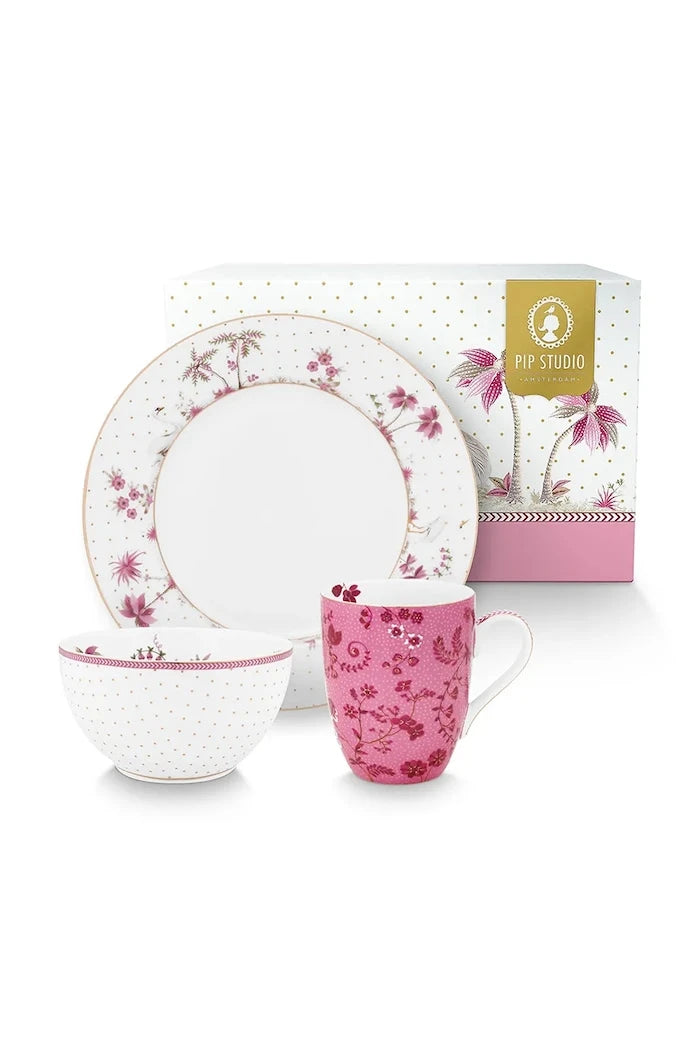 Pip Studio Jolie Pink Kahvaltı Seti 350 ml/O21/O15 cm (3 Parça)