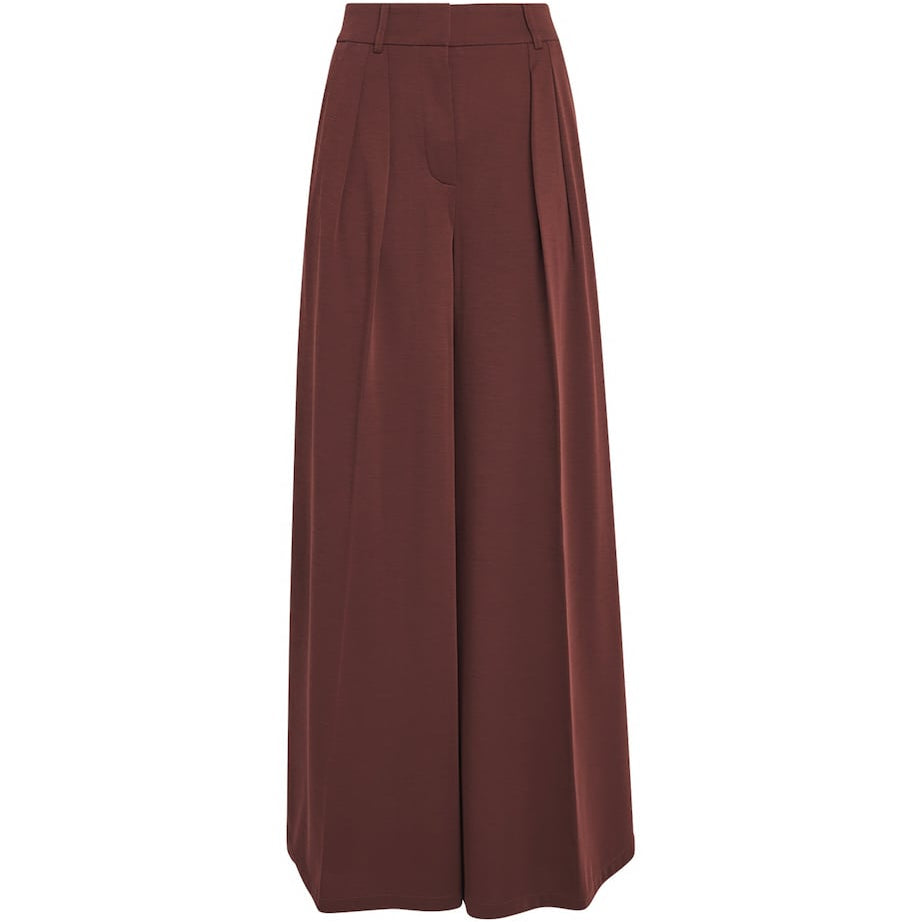 Max Mara Red Wool Jersey Palazzo Trousers