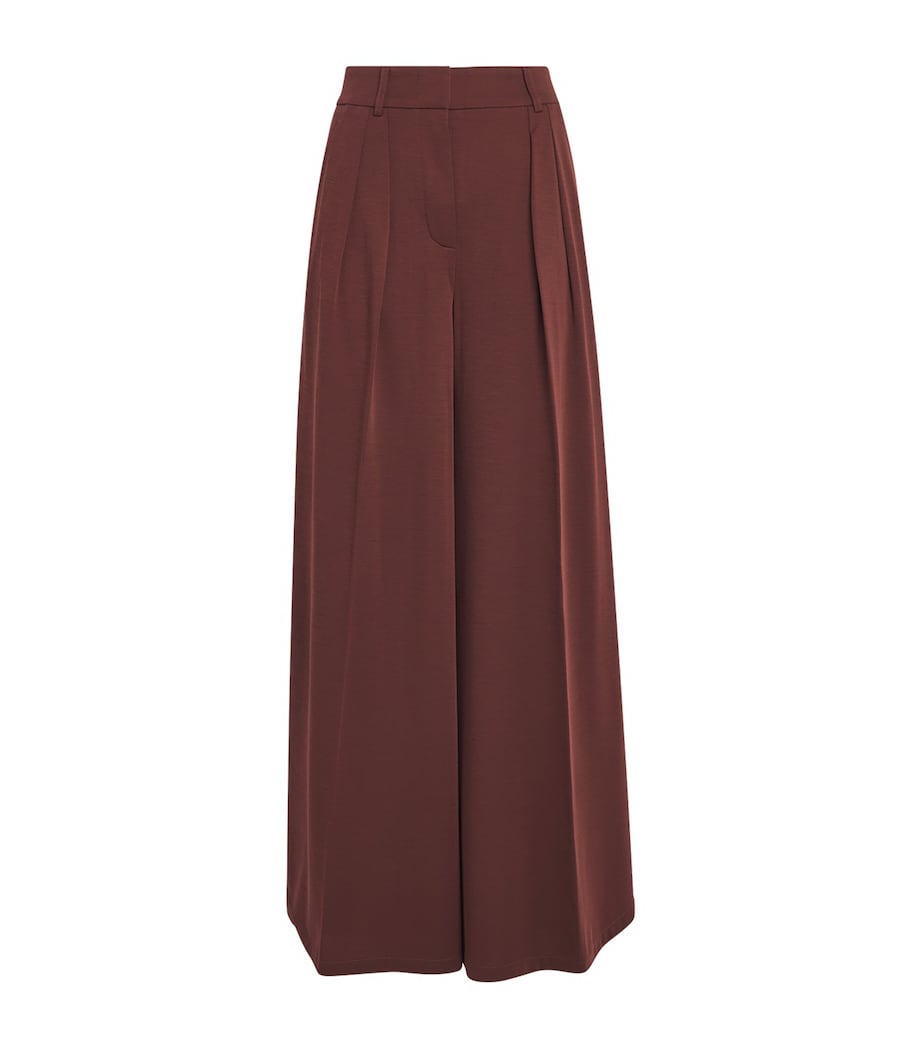 Max Mara Red Wool Jersey Palazzo Trousers