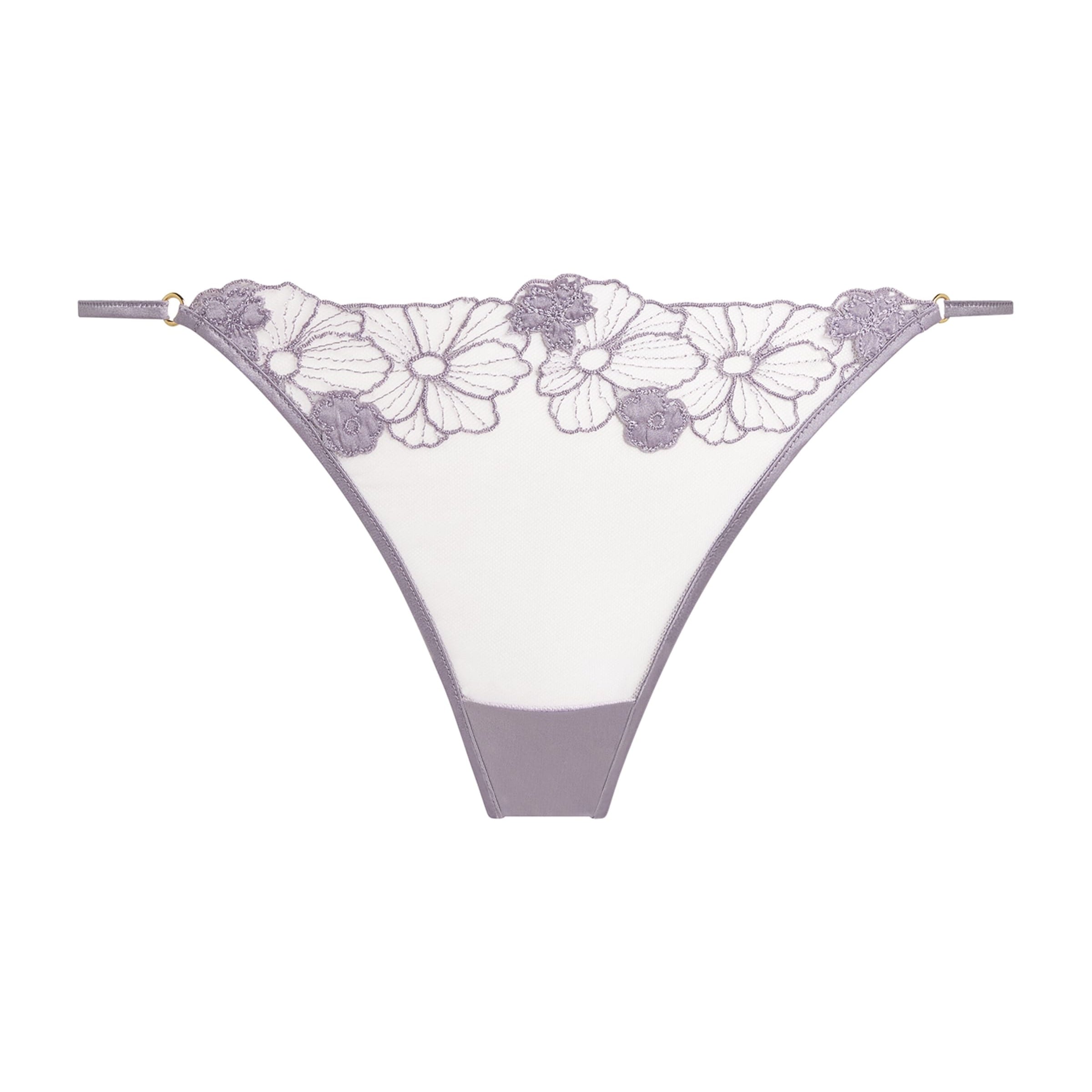 Kiki de Montparnasse Purple Floral-Lace Thong