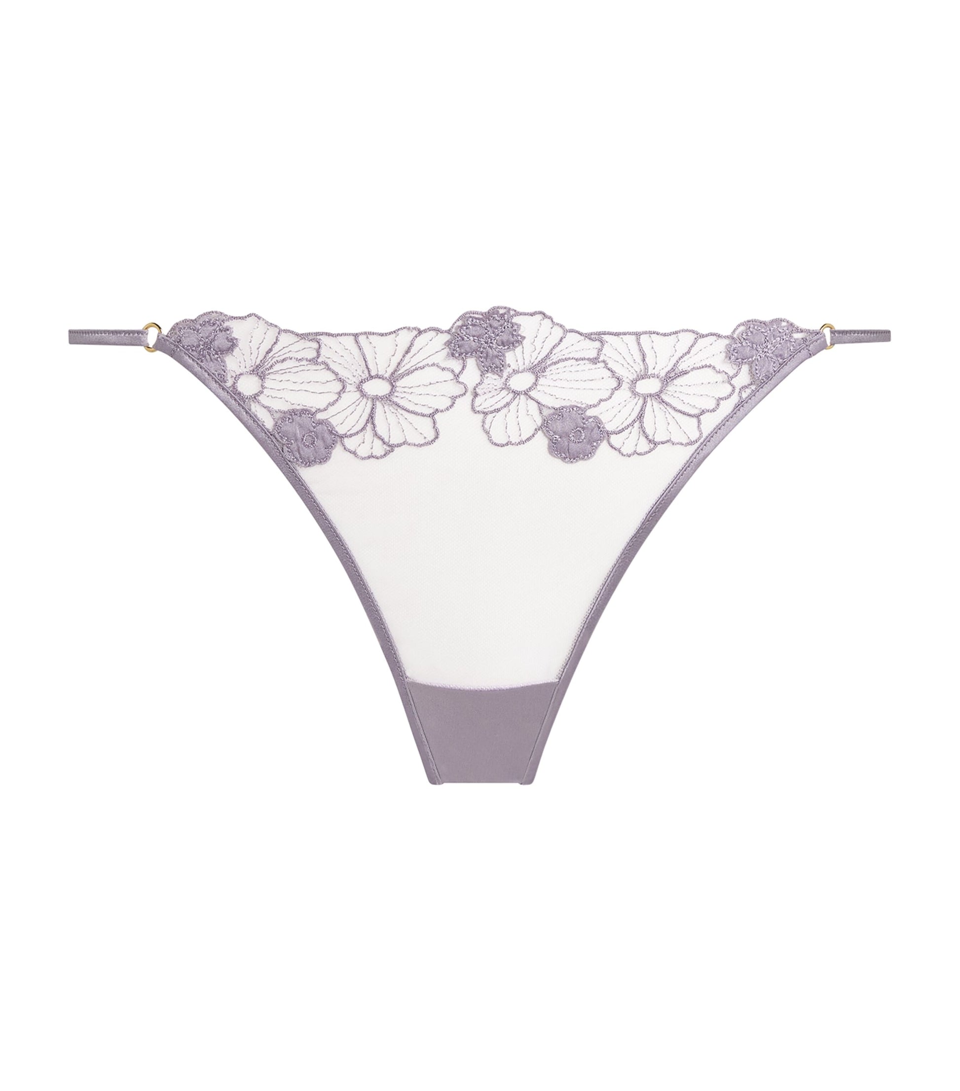 Kiki de Montparnasse Purple Floral-Lace Thong