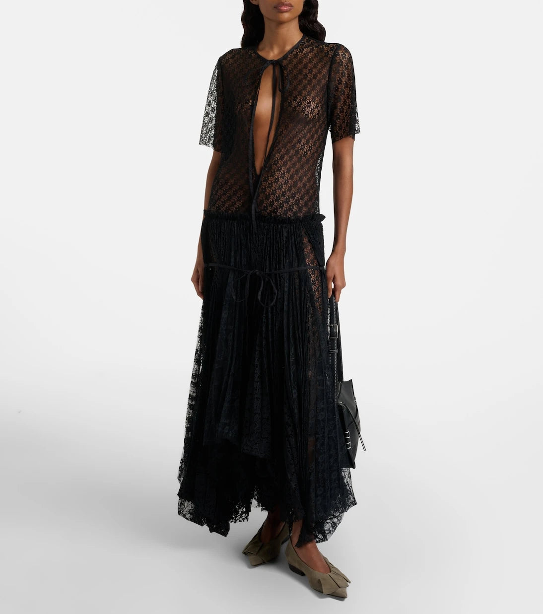 JW Anderson - Sheer pleated lace maxi dress