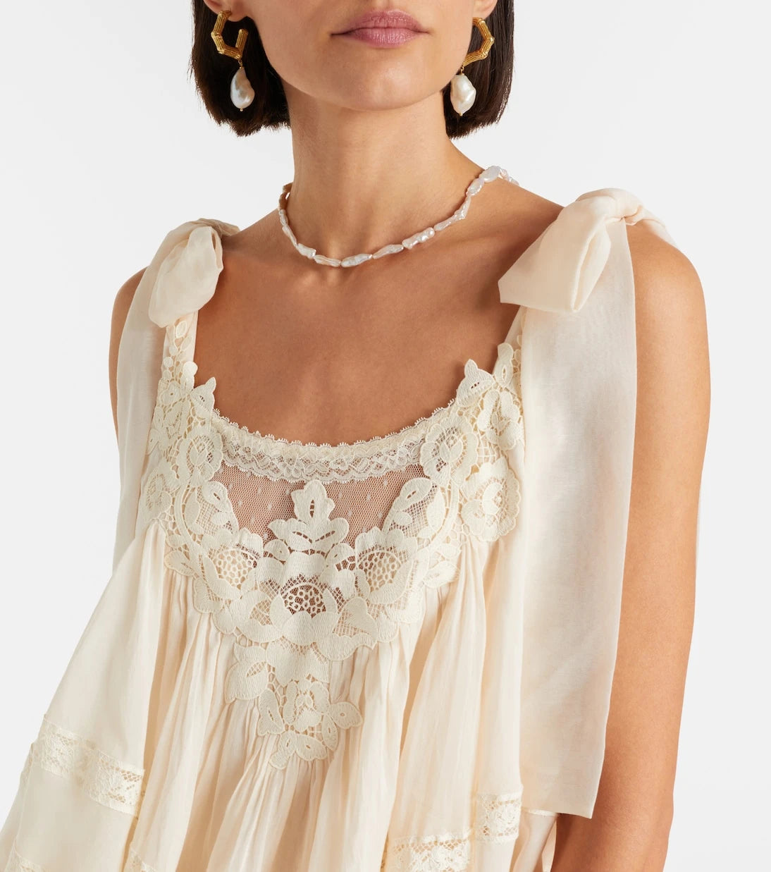 Zimmermann - Awaken lace-trimmed cotton and silk top