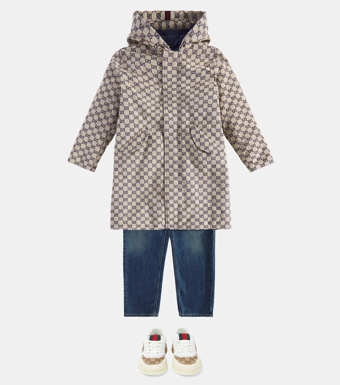 Gucci Kids - GG canvas leather-trimmed sneakers