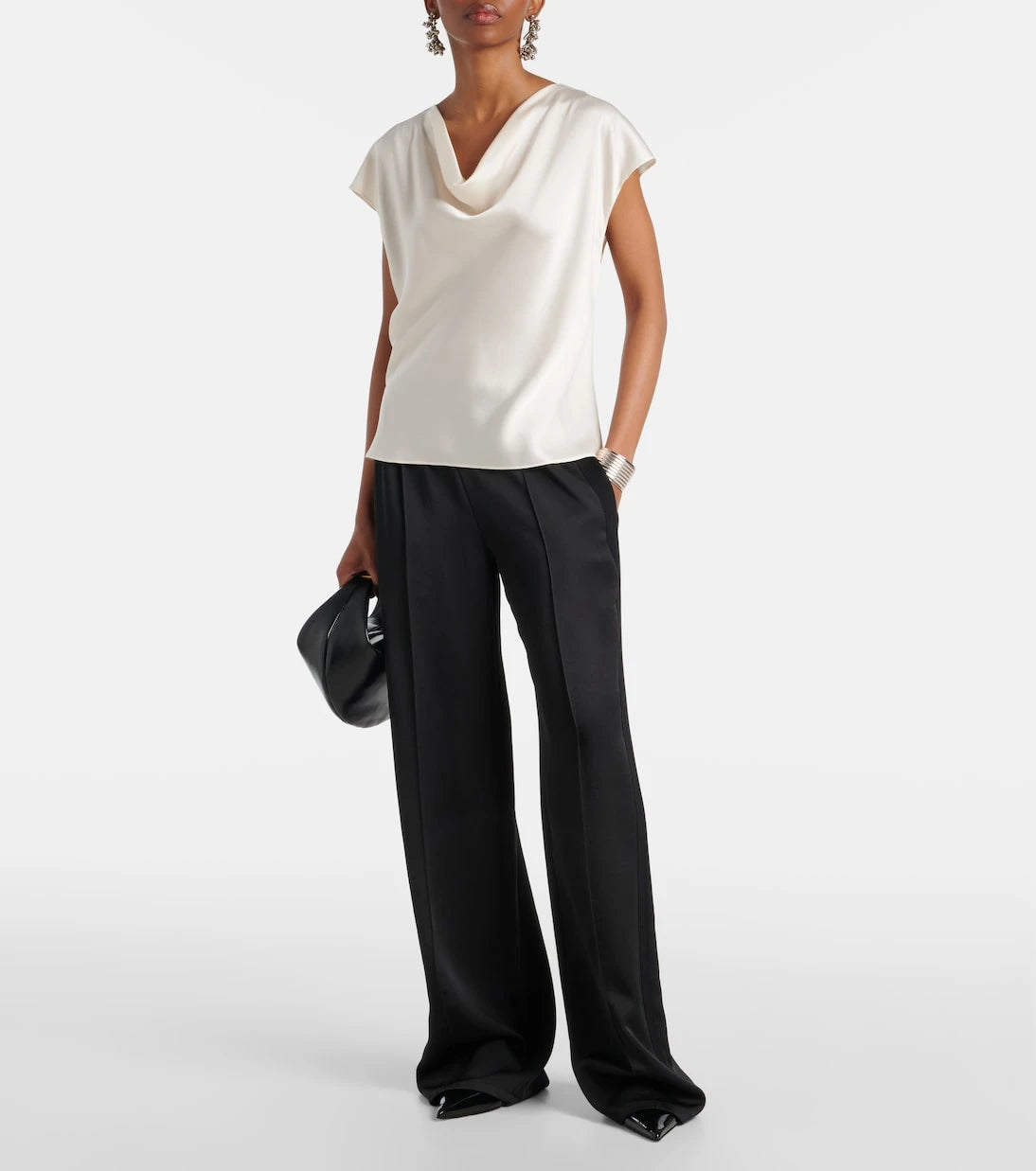 Vince - Draped silk satin top