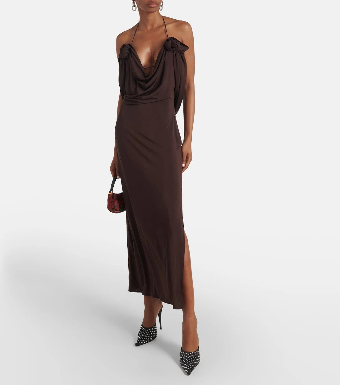 Magda Butrym - Floral-appliqué draped midi dress