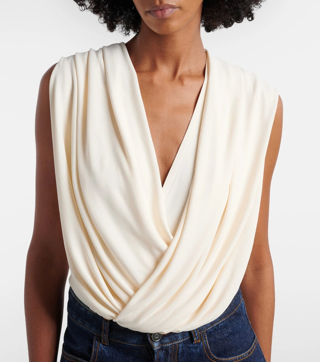 Alaïa - Draped hooded jersey bodysuit