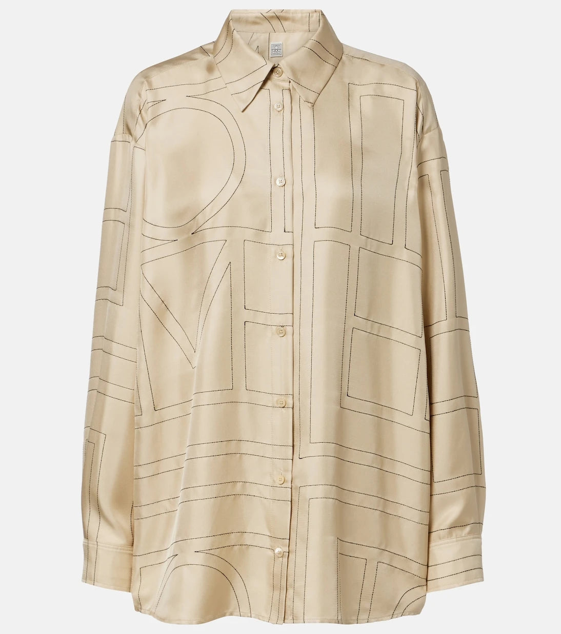 Toteme - Embroidered silk satin shirt