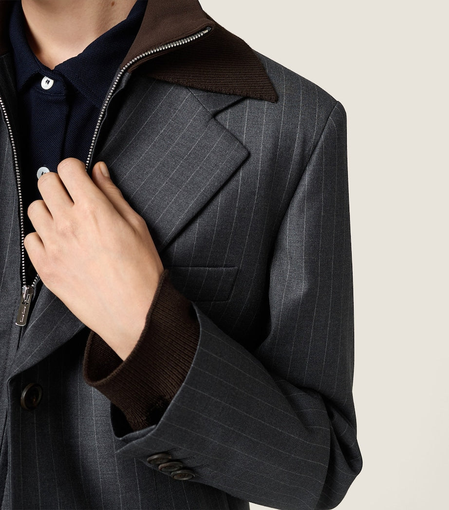 Miu Miu Grey Wool Pinstripe Blazer