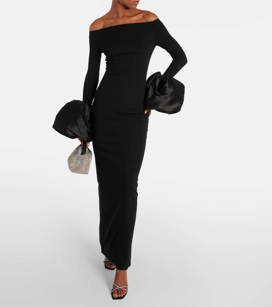 Solace London - Talia off-shoulder crêpe gown