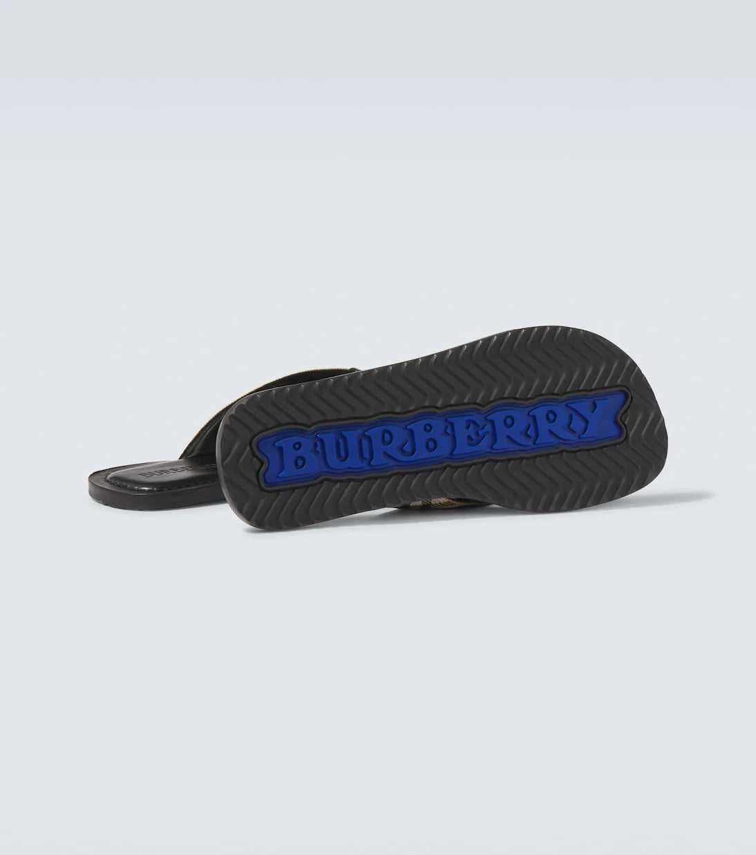 Burberry - Burberry Check leather-trimmed thong sandals