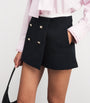 Maje Blue Tweed Contrast-Trim Shorts