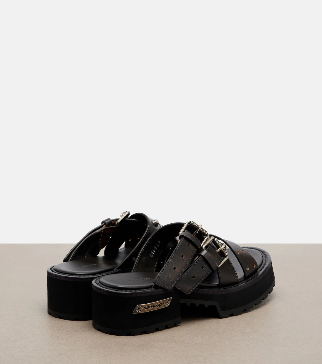Balenciaga - Venom leather platform mules