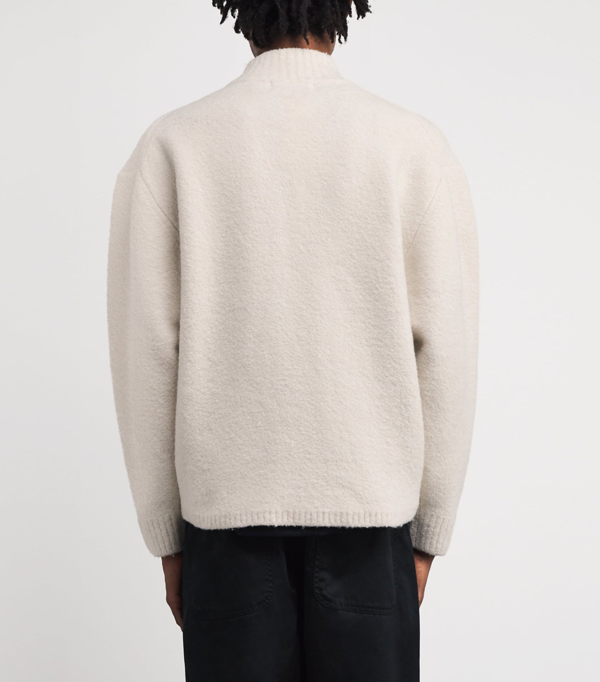 Ivory Wool-Blend Half-Zip Sweater