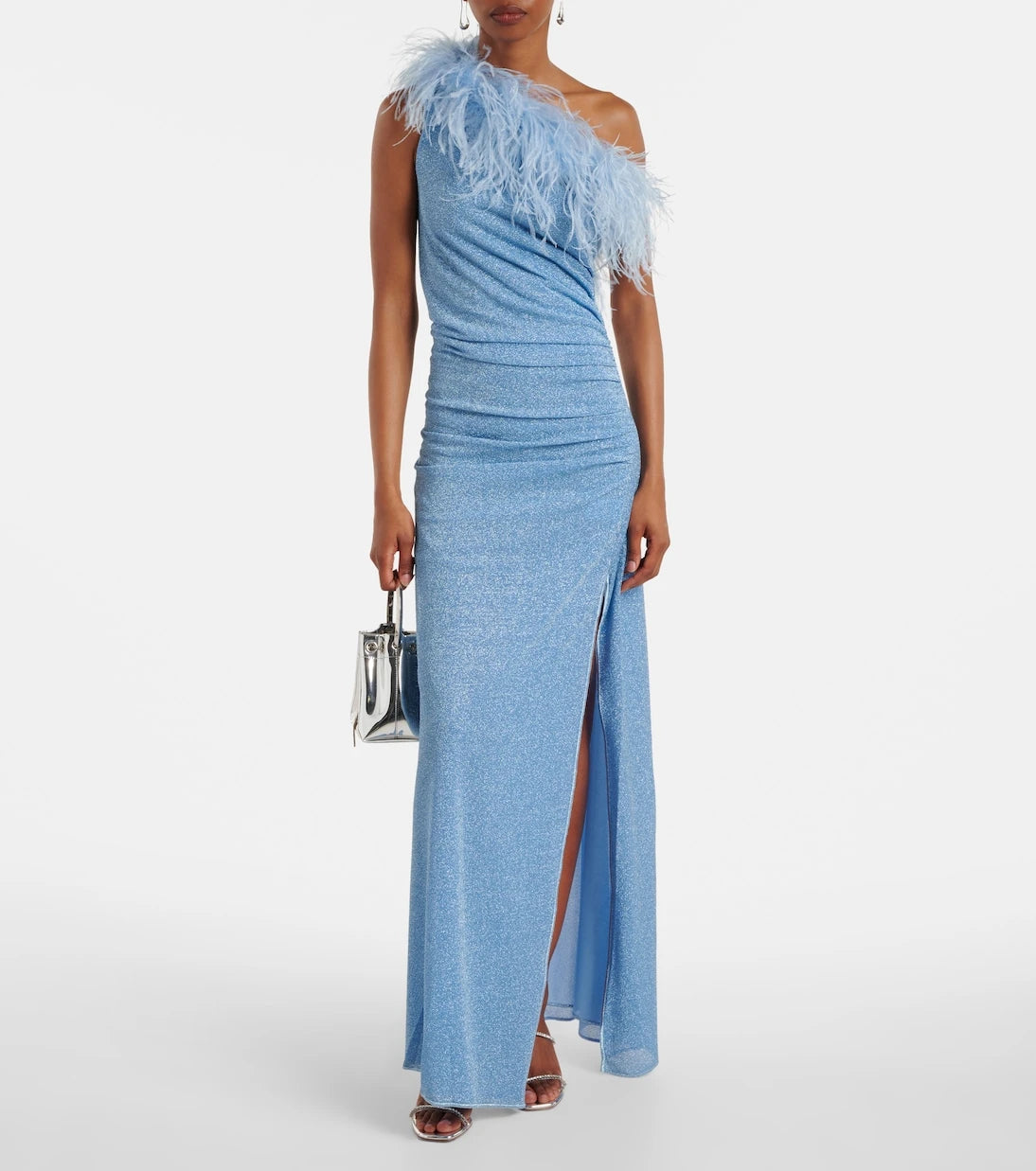 Oséree - Lumière Plumage one-shoulder maxi dress
