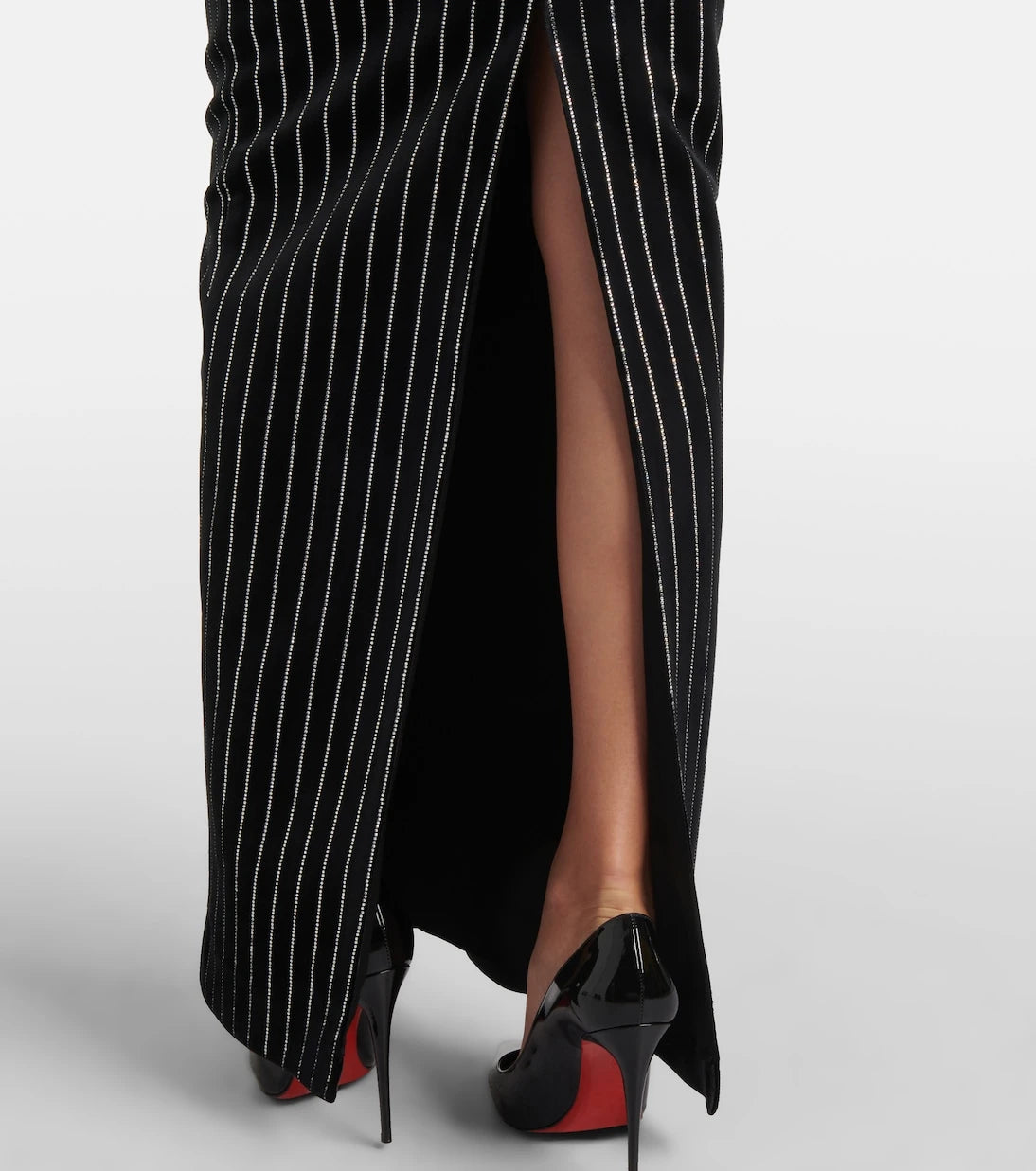 Alex Perry - Column embellished pinstripe velvet maxi skirt