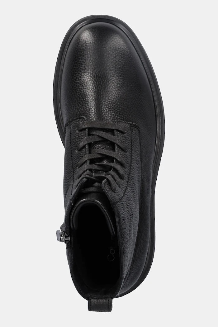 Кожени обувки Calvin Klein COMBAT ESS LACE UP ZIP BOOT LTH