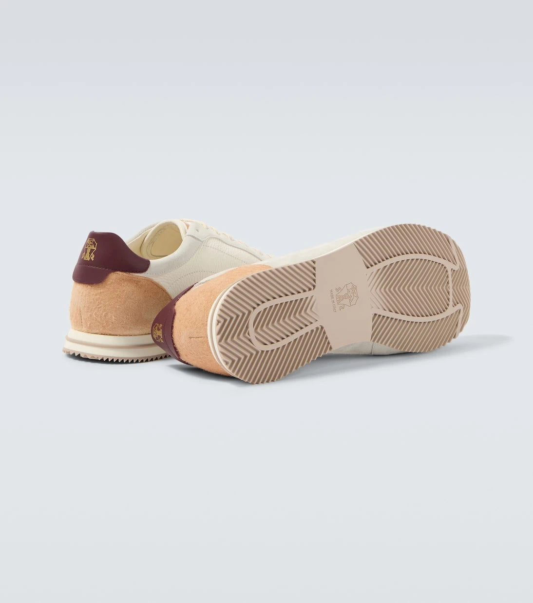 Brunello Cucinelli - Suede-trimmed leather sneakers