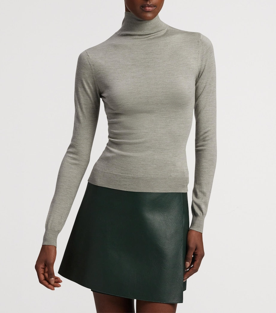 Ralph Lauren Collection Grey Mulberry Silk-Blend Turtleneck Sweatshirt
