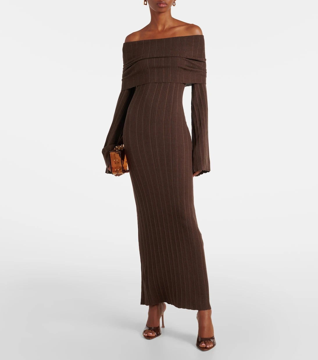 Aya Muse - Off-shoulder silk-blend jersey maxi dress