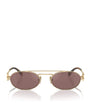 Gold Metal Oval Sunglasses