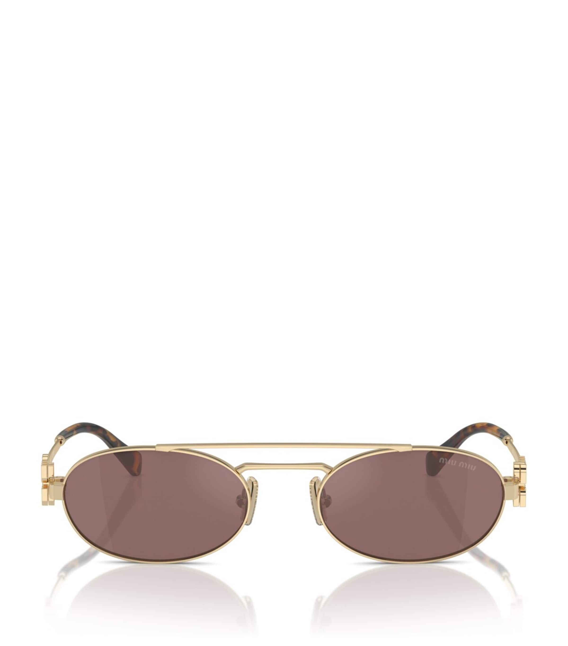 Gold Metal Oval Sunglasses
