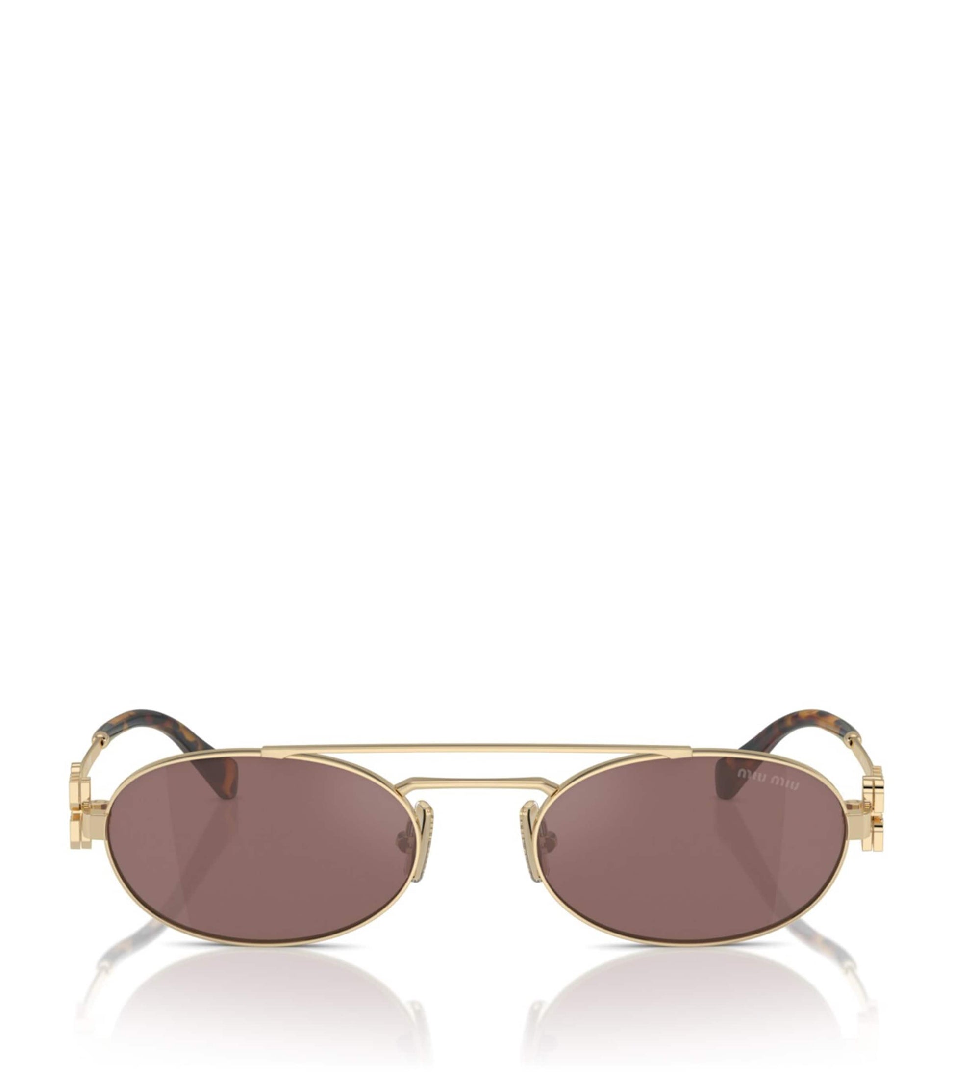 Gold Metal Oval Sunglasses