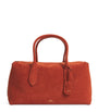 Brown Medium Suede Bellport Top-Handle Bag