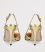 Valentino Garavani Gold Leather VLogo Strass Slingback Pumps 80