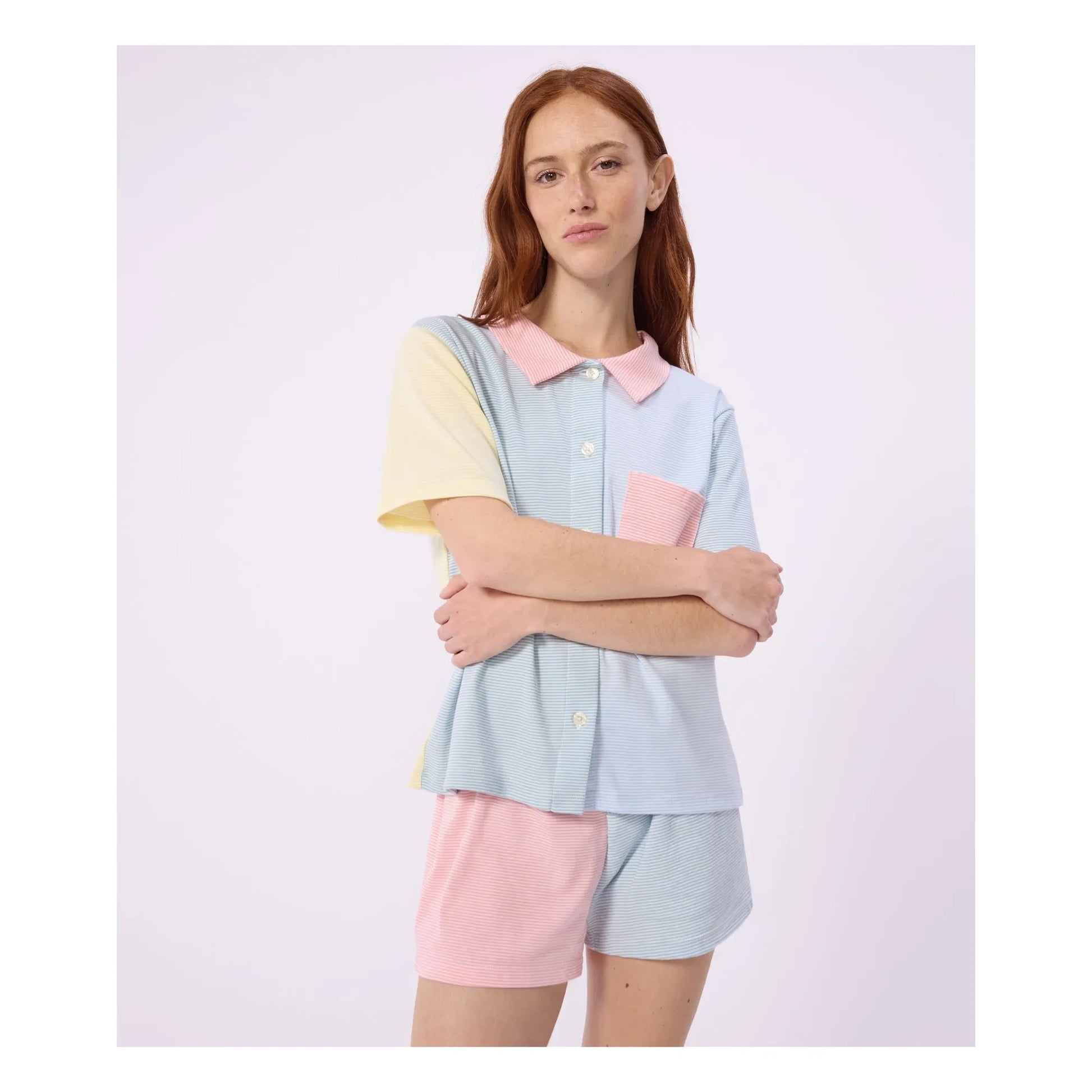 Petit Bateau - Colorblock Striped Short Pyjamas | Green