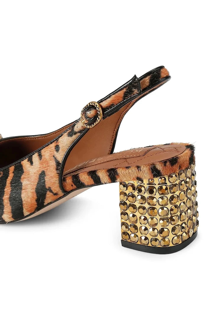 Kurt Geiger London deri açık topuklu kalın topuklu Chelsea Block Slingback ayakkabı