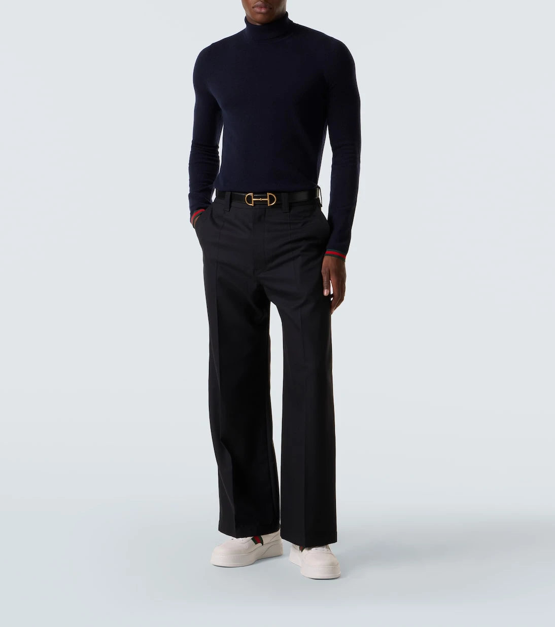 Gucci - Web Stripe leather sneakers