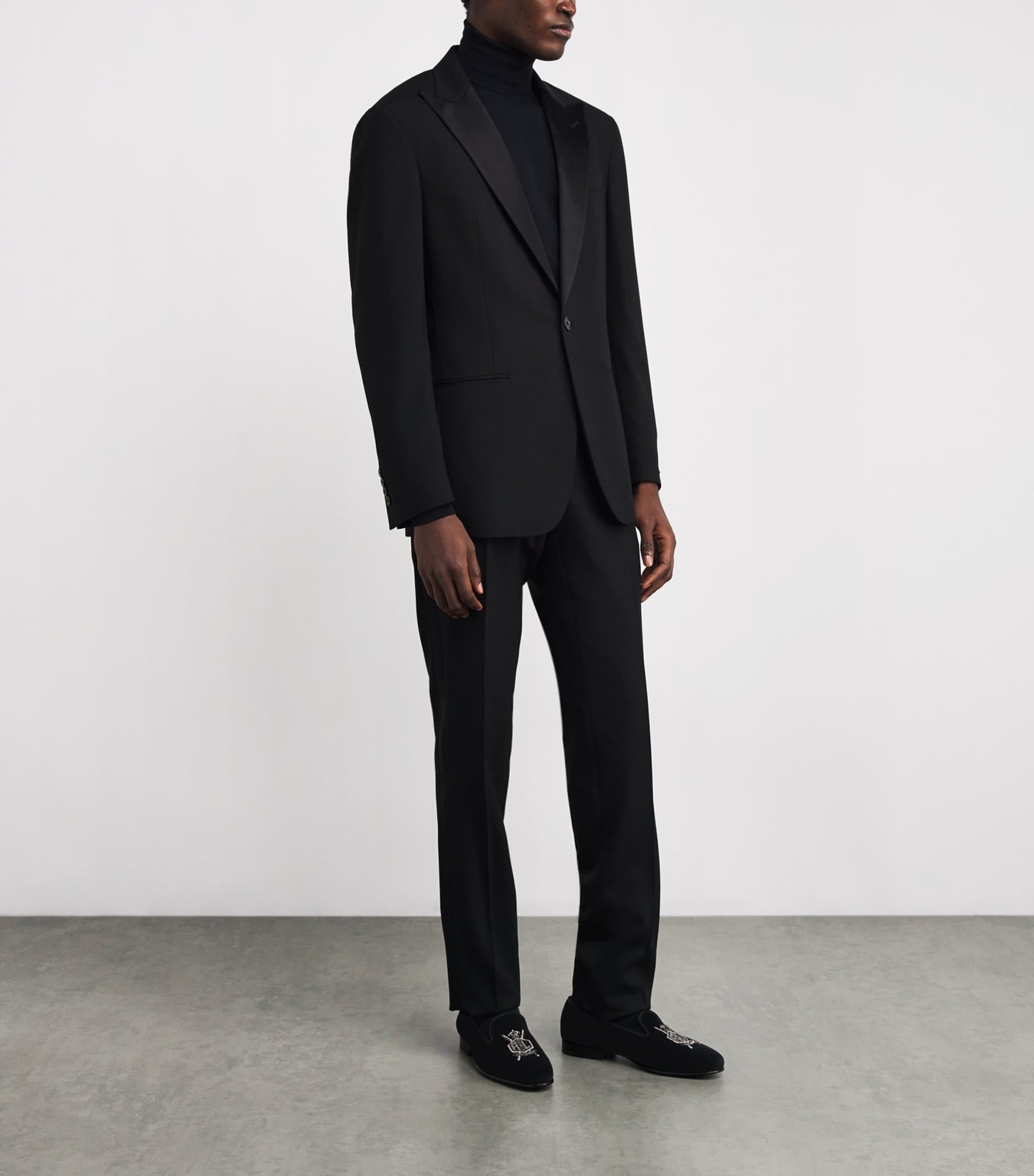 Velvet Crest-Embellished Slippers