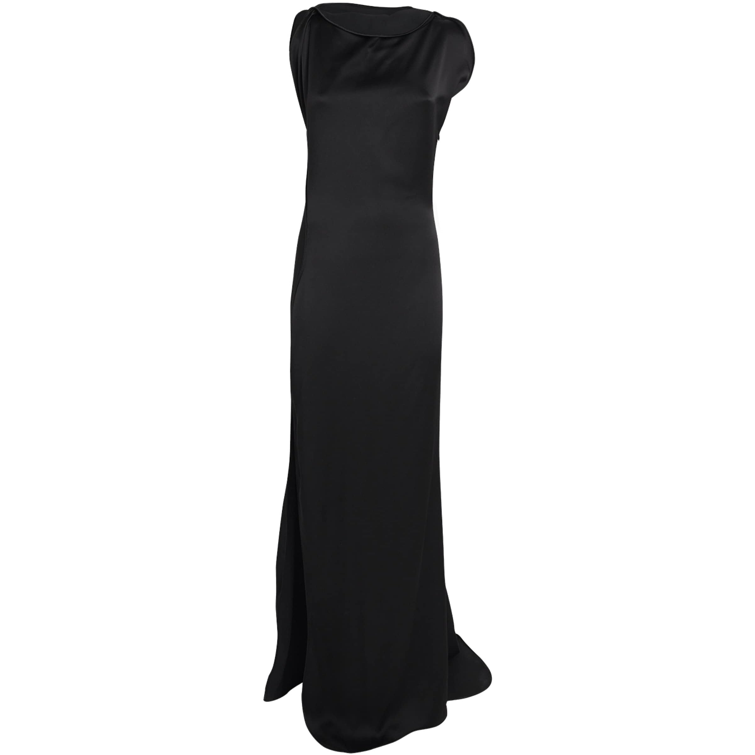 Victoria Beckham Black Satin Side-Split Gown