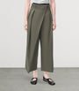 Green Wool Cropped Wrap Trousers