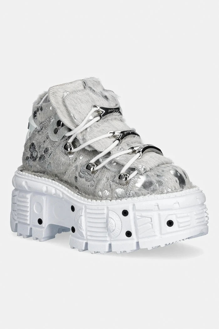 New Rock PELO CALVAS BLANCO PLATA, TANK BLANCO TORN Deri Spor Ayakkabı