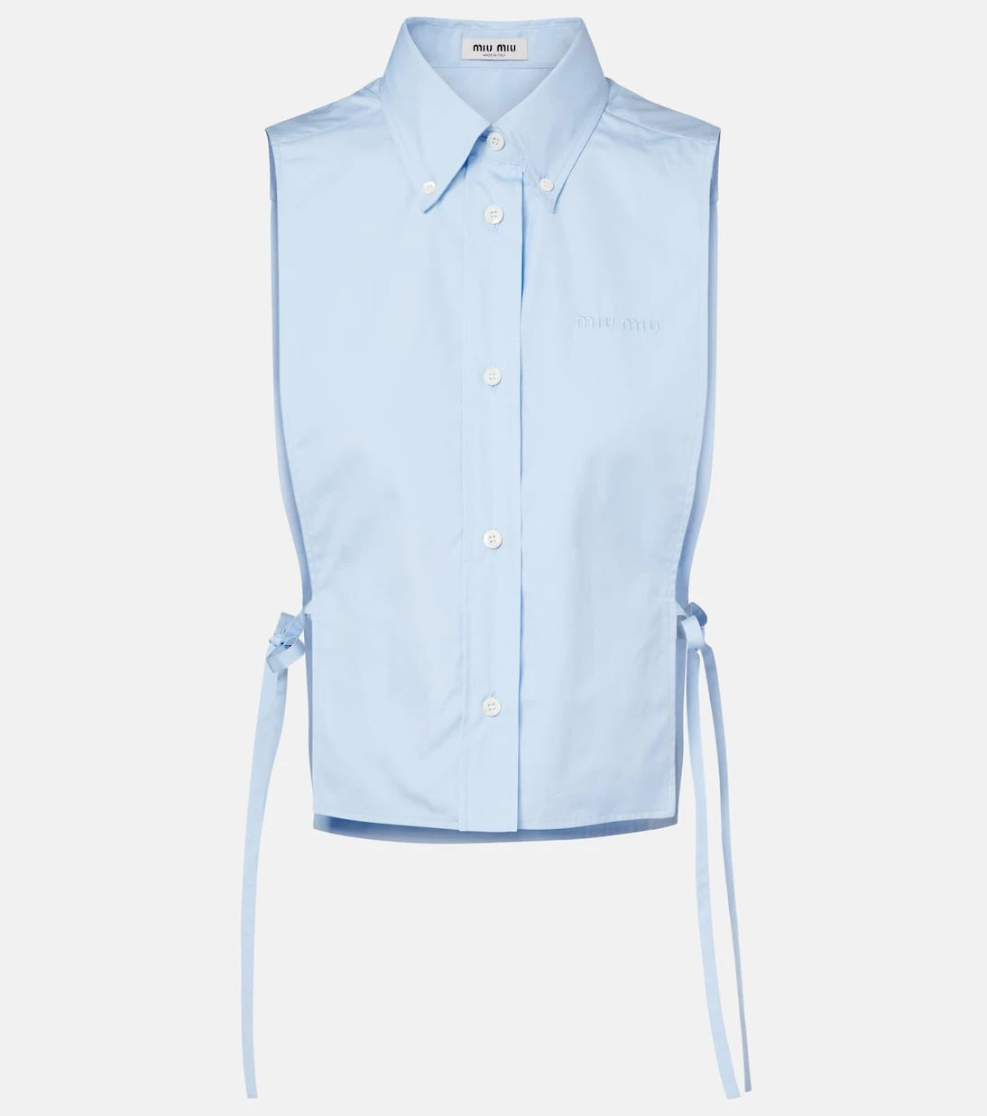 Miu Miu - Cutout cropped cotton poplin shirt