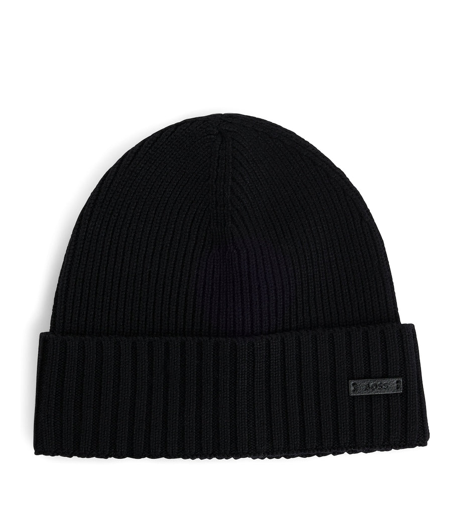 Virgin Wool Logo-Badge Beanie