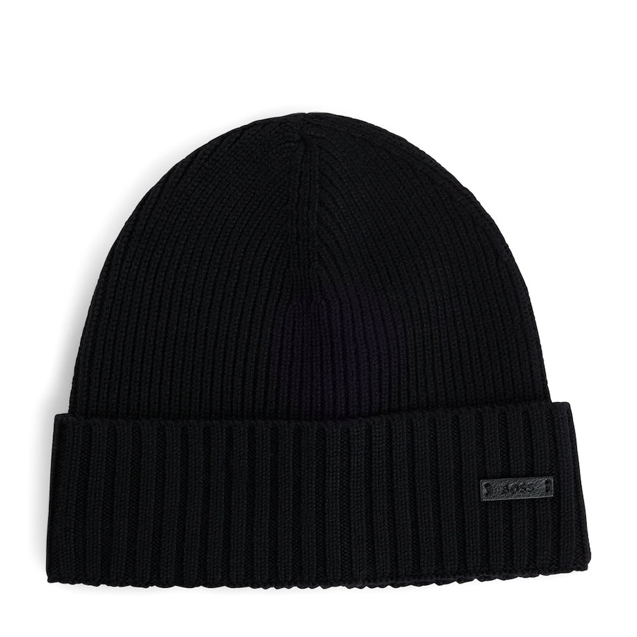 Virgin Wool Logo-Badge Beanie