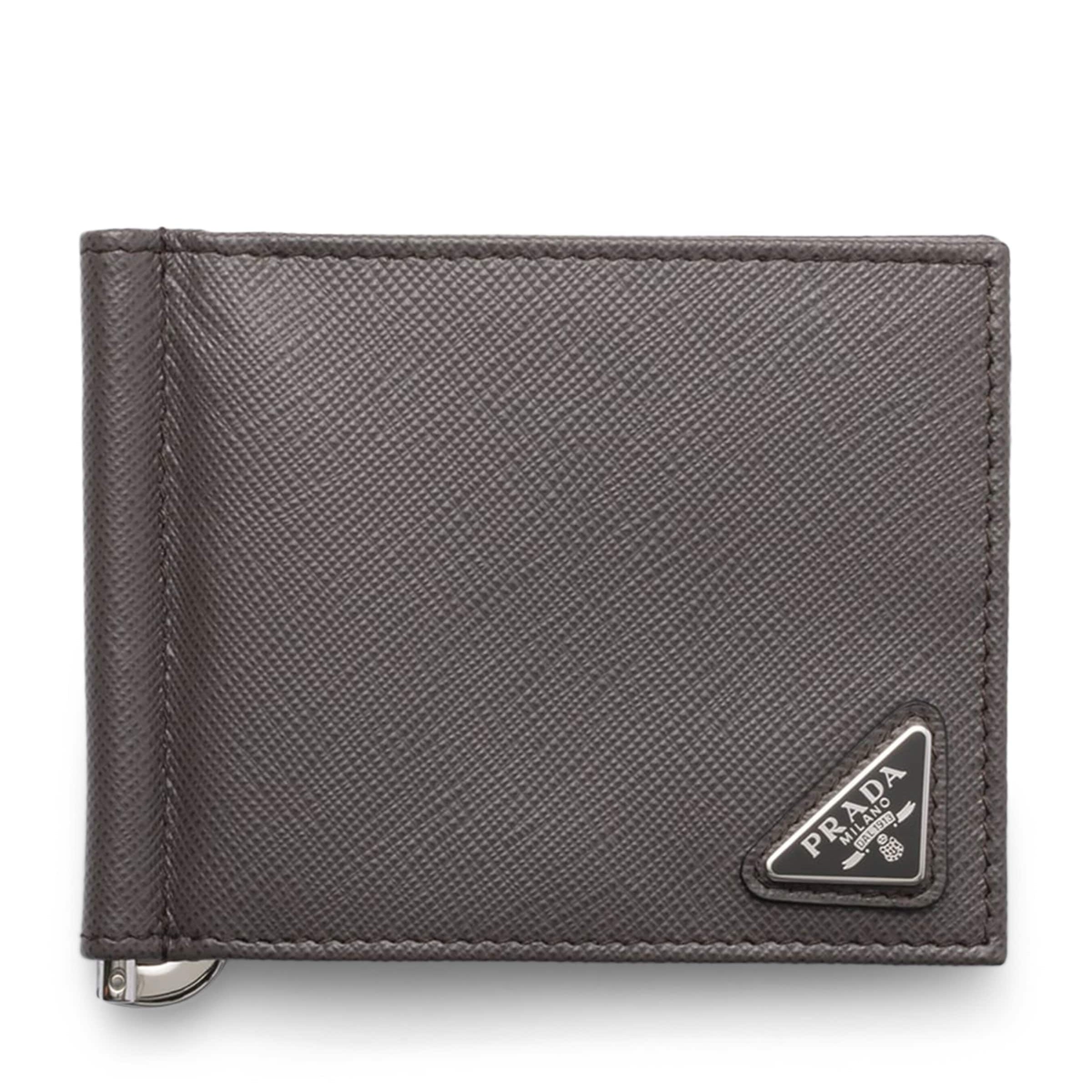 Grey Saffiano Leather Bifold Wallet