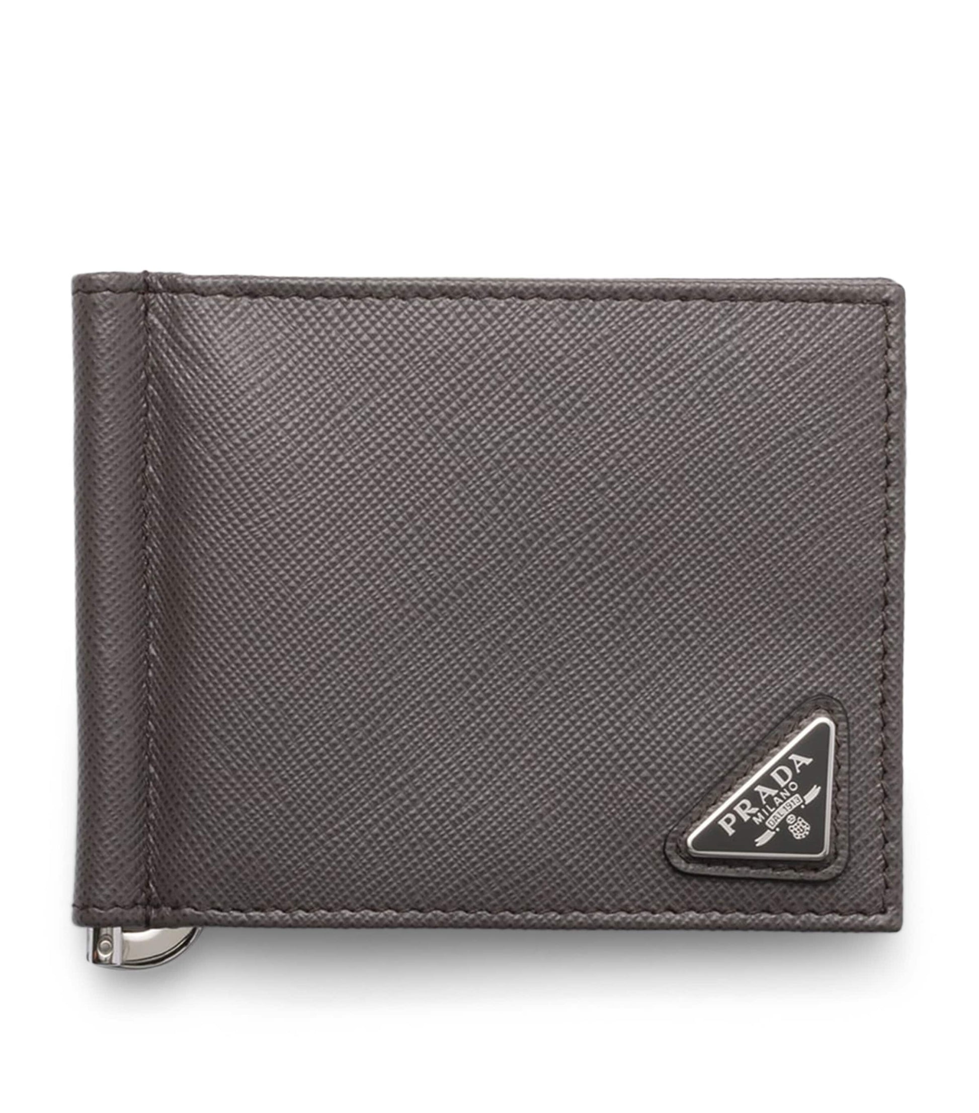 Grey Saffiano Leather Bifold Wallet