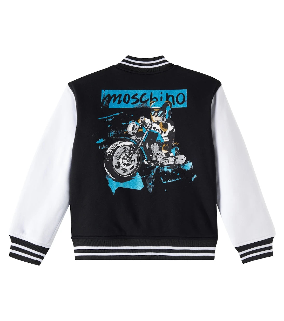 Moschino Kids - جاكيت بومبر مبطن بشعار العلامة التجارية ومصنوع من مزيج القطن