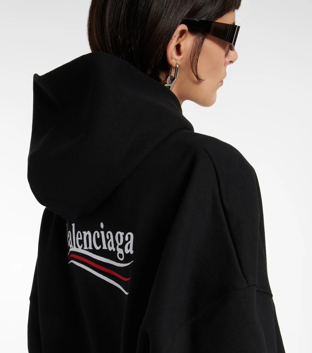 Balenciaga - سترة قطنية بغطاء رأس كبيرة الحجم